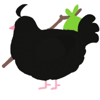 A black chicken with a lace pattern