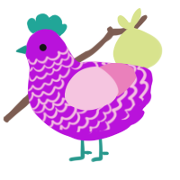 A amethyst and pink chicken with a lace pattern