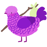 A orchid and violet chicken with a lace pattern