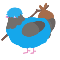 A sky and grey chicken with a head pattern