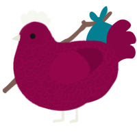 A maroon chicken with a double-lace pattern
