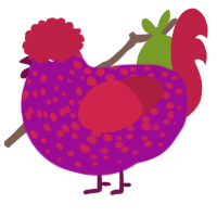 A plum and crimson chicken with a speckle pattern