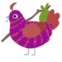 A plum and red chicken with a bar pattern
