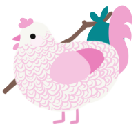 A white and pink chicken with a double-lace pattern