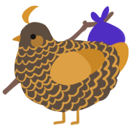 A bark and orange chicken with a lace pattern
