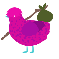 A fuchsia and plum chicken with a speckle pattern
