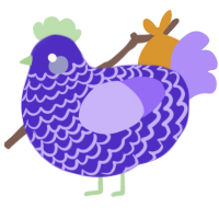 Microwave, a indigo and lilac chicken with a lace pattern