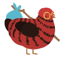 A crimson and sable chicken with a bar pattern