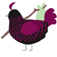 A sable and wine chicken with a lace pattern