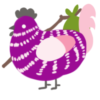Ube, a plum and rose chicken with a bar pattern