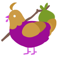 A plum and gold chicken with a head pattern