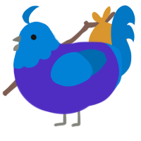A indigo and sapphire chicken with a head pattern