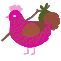A fuchsia and russet chicken with a lace pattern