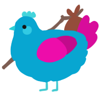 A cerulean and fuchsia chicken