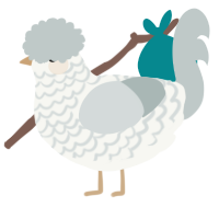 A white and silver chicken with a lace pattern