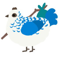 A white and sapphire chicken with a half-lace pattern