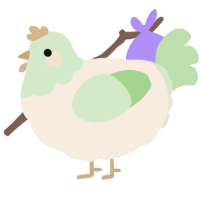 A cream and gluppy chicken with a head pattern