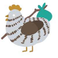 A mist and bark chicken with a bar pattern
