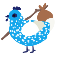 Snowdrop, a sky and white chicken with a speckle pattern