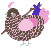 A bark and pink chicken with a lace pattern