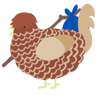 A russet and beige chicken with a lace pattern
