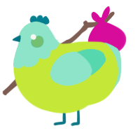 A lime and mint chicken with a head pattern