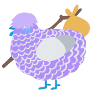 A lilac and mist chicken with a lace pattern