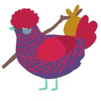 A overcast and crimson chicken with a lace pattern