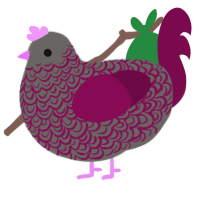 A grey and wine chicken with a double-lace pattern