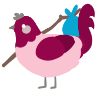 heart valve, a rose and maroon chicken with a head pattern