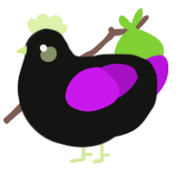 A black and amethyst chicken