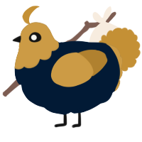 A tumblr and gold chicken with a head pattern