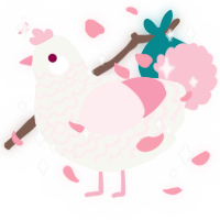 A white and rose chicken with a lace pattern