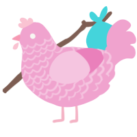 A pink chicken with a lace pattern