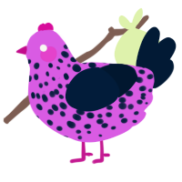 A orchid and tumblr chicken with a speckle pattern