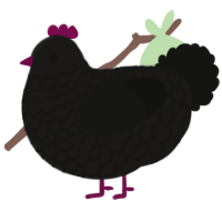 A sable and black chicken with a lace pattern