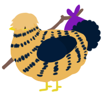 A honey and tumblr chicken with a bar pattern