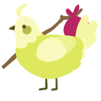 A lime and apple chicken with a head pattern