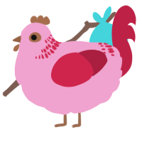 A pink and crimson chicken with a neck-band pattern