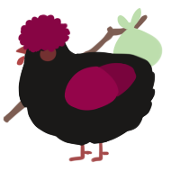A sable and maroon chicken