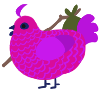 A fuchsia and amethyst chicken with a lace pattern