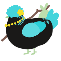 A sable and aqua chicken with a neck-band pattern