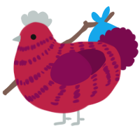 A crimson and wine chicken with a bar pattern