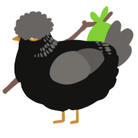 A black and grey chicken with a neck-band pattern