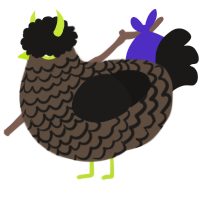 A bark and sable chicken with a lace pattern
