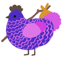 A indigo and orchid chicken with a lace pattern