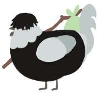 A sable and silver chicken with a head pattern
