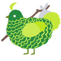 A viridian and lime chicken with a lace pattern
