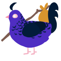 A indigo and tumblr chicken with a half-lace pattern