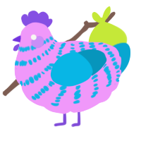 A lavender and cerulean chicken with a bar pattern
